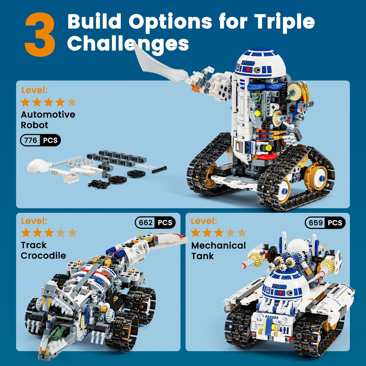 3 in 1 STEM Robot Building Kit with App and Remote Control