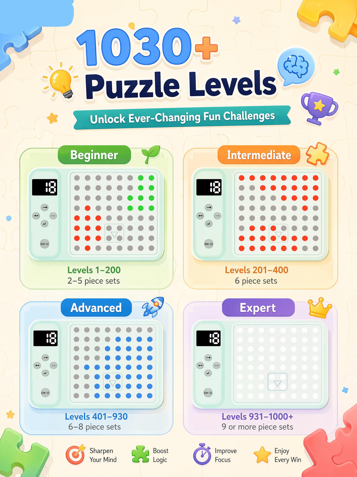 STEM Pattern Color Matching and Sliding Puzzle Set