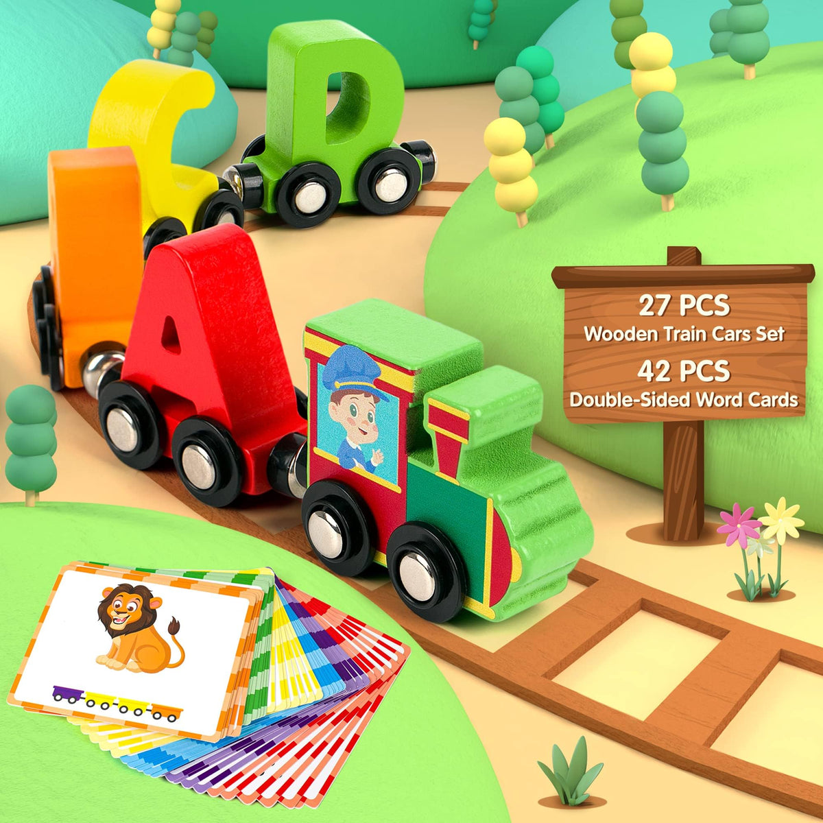 Magnetic Wooden Alphabet Train Letter Learning Set