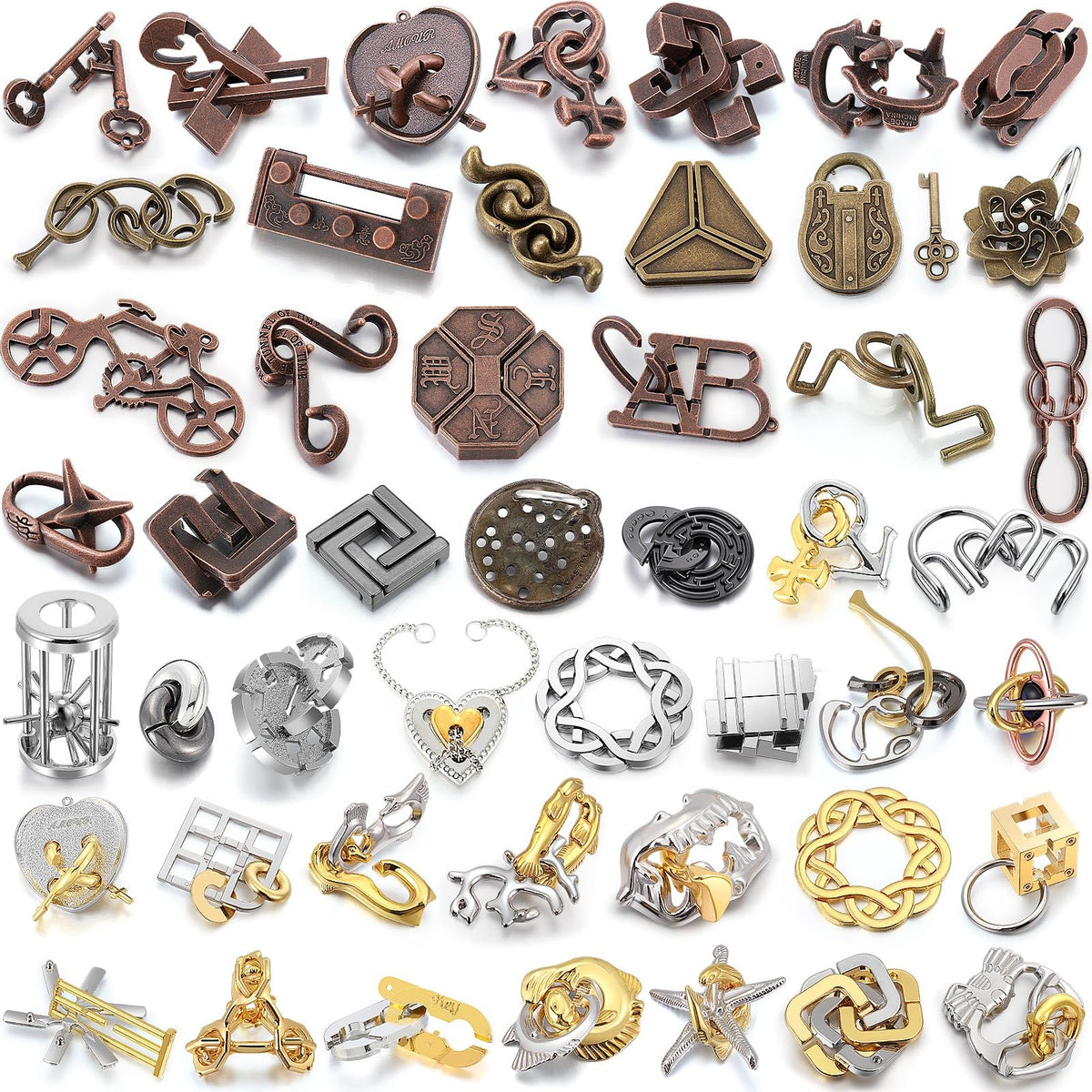 Metal Brain Teaser Puzzle Set 48 Pieces for Adults