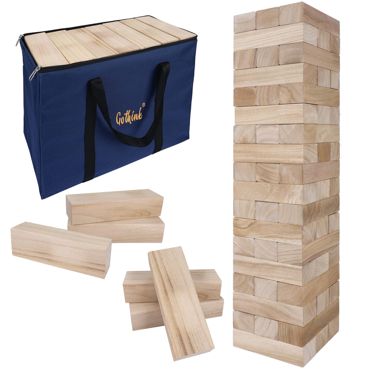 Giant Wooden Tumble Tower Stacking Blocks with Carry Case