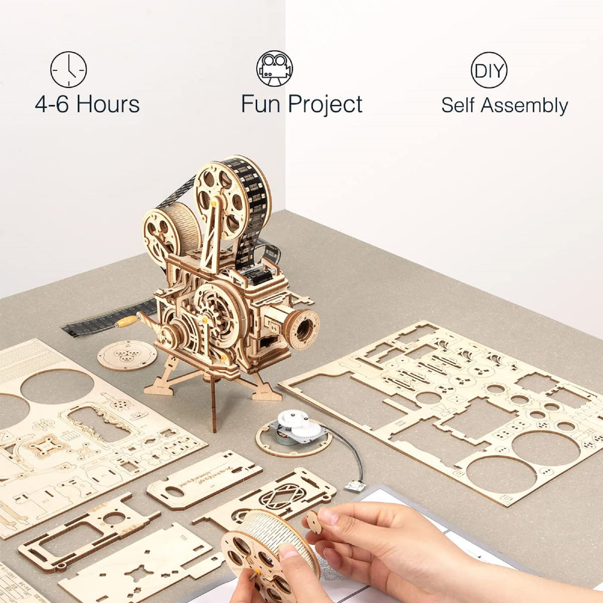 3D Wooden Mechanical Vitascope Model Building Puzzle Kit