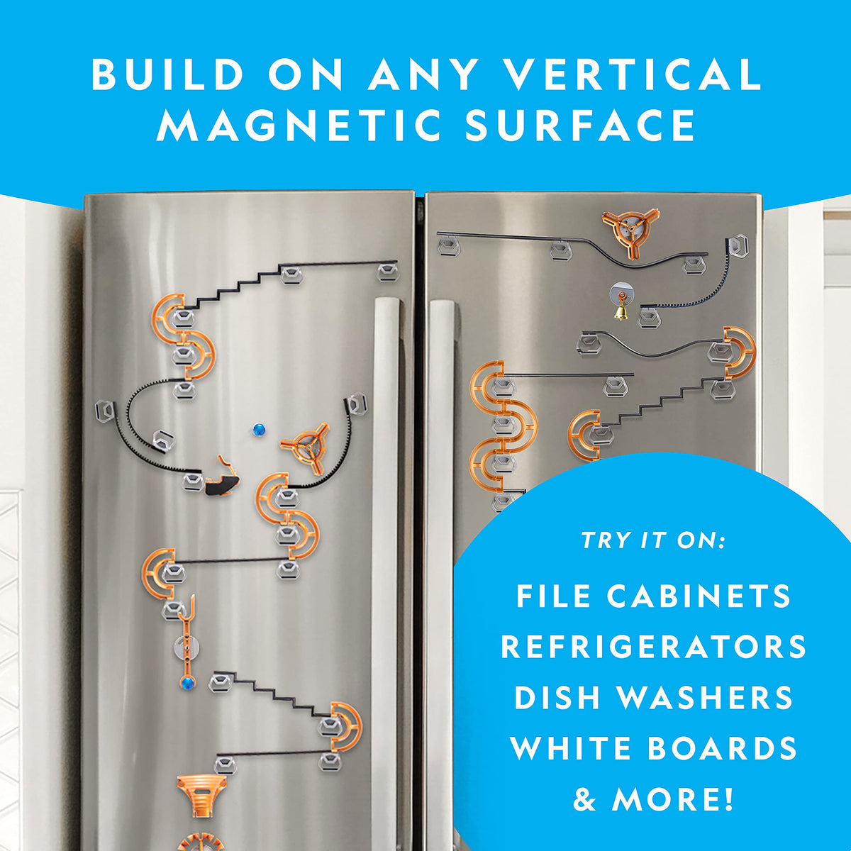 Magnetic Marble Run STEM Building Set with Track and Marbles