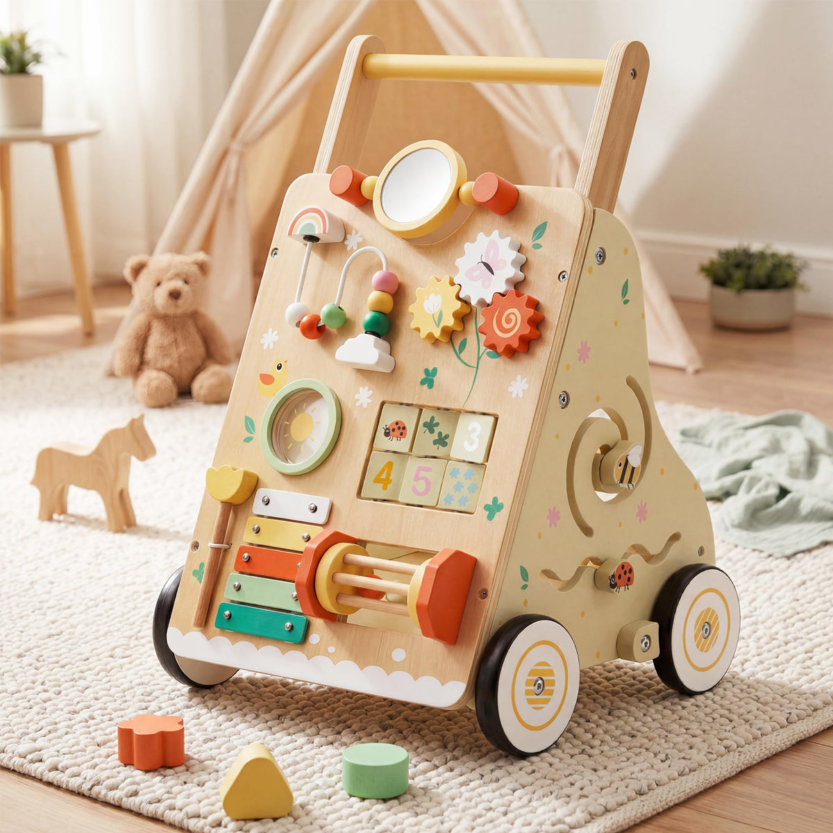 Wooden Montessori Baby Push Walker Learning Toy