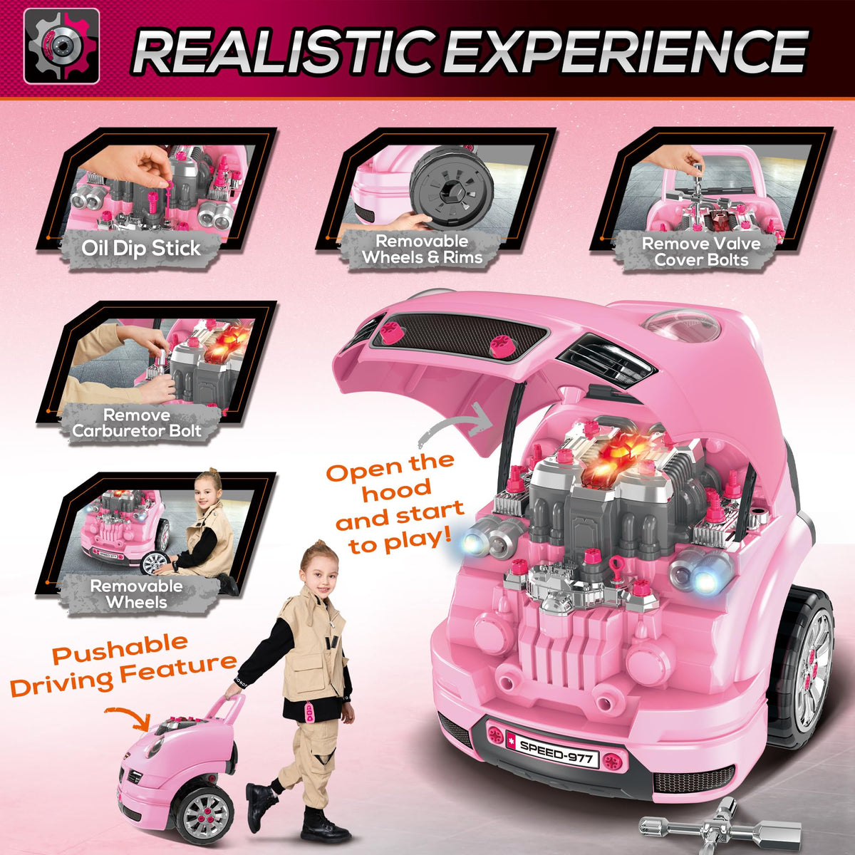 Truck Engine Learning Toy with Lights for Kids Ages 3 Plus