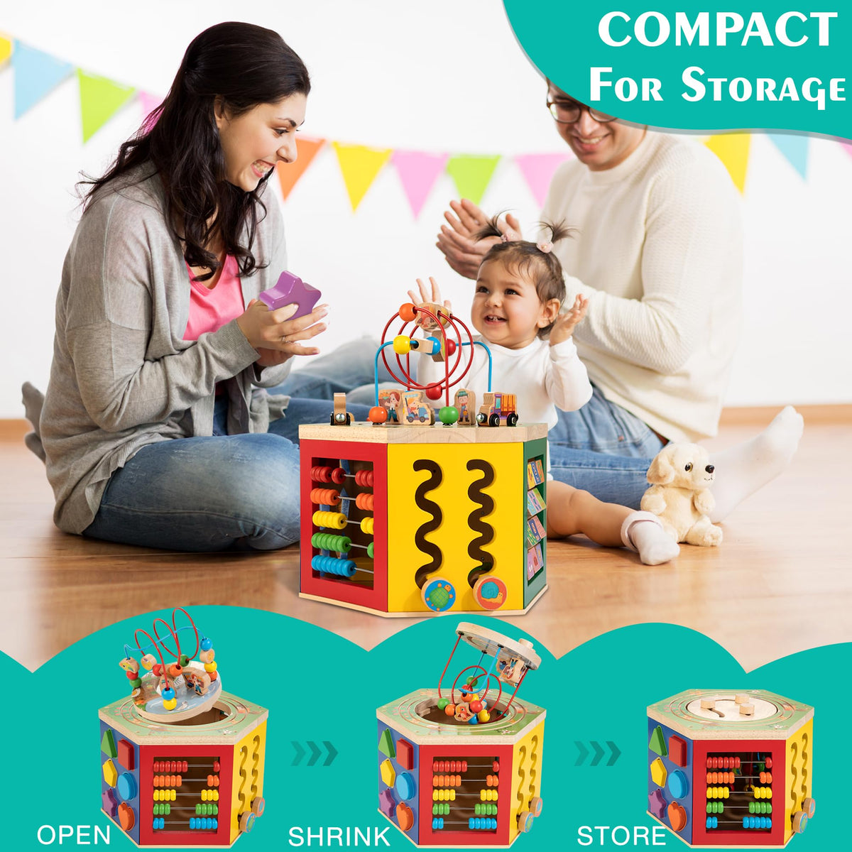 Wooden Activity Cube Learning Toy for Toddlers