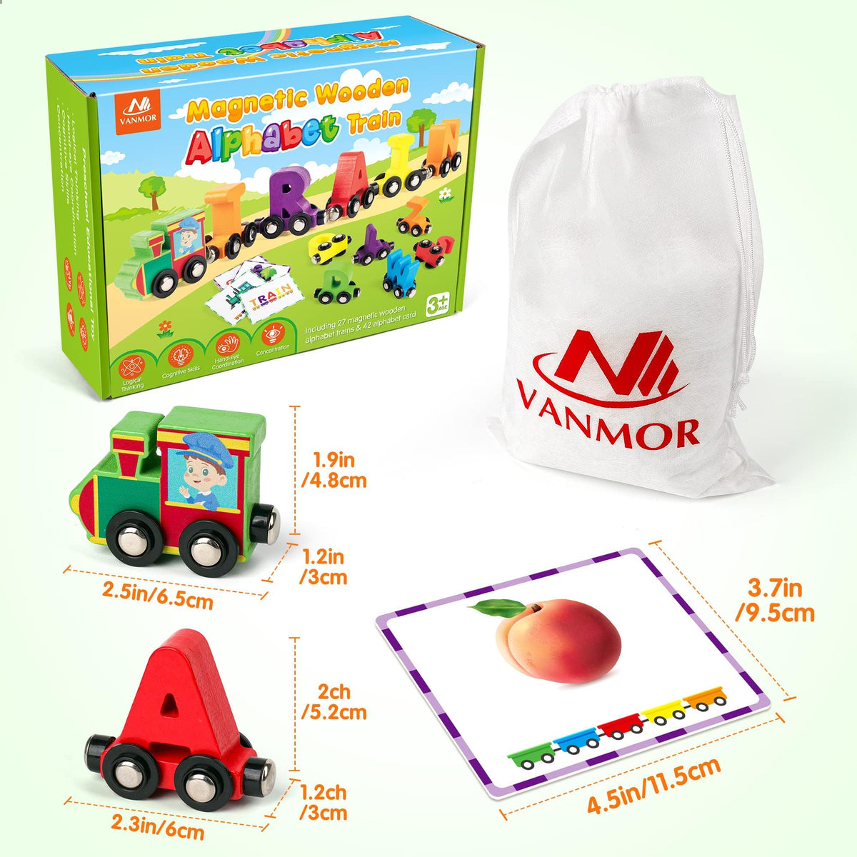 Magnetic Wooden Alphabet Train Letter Learning Set