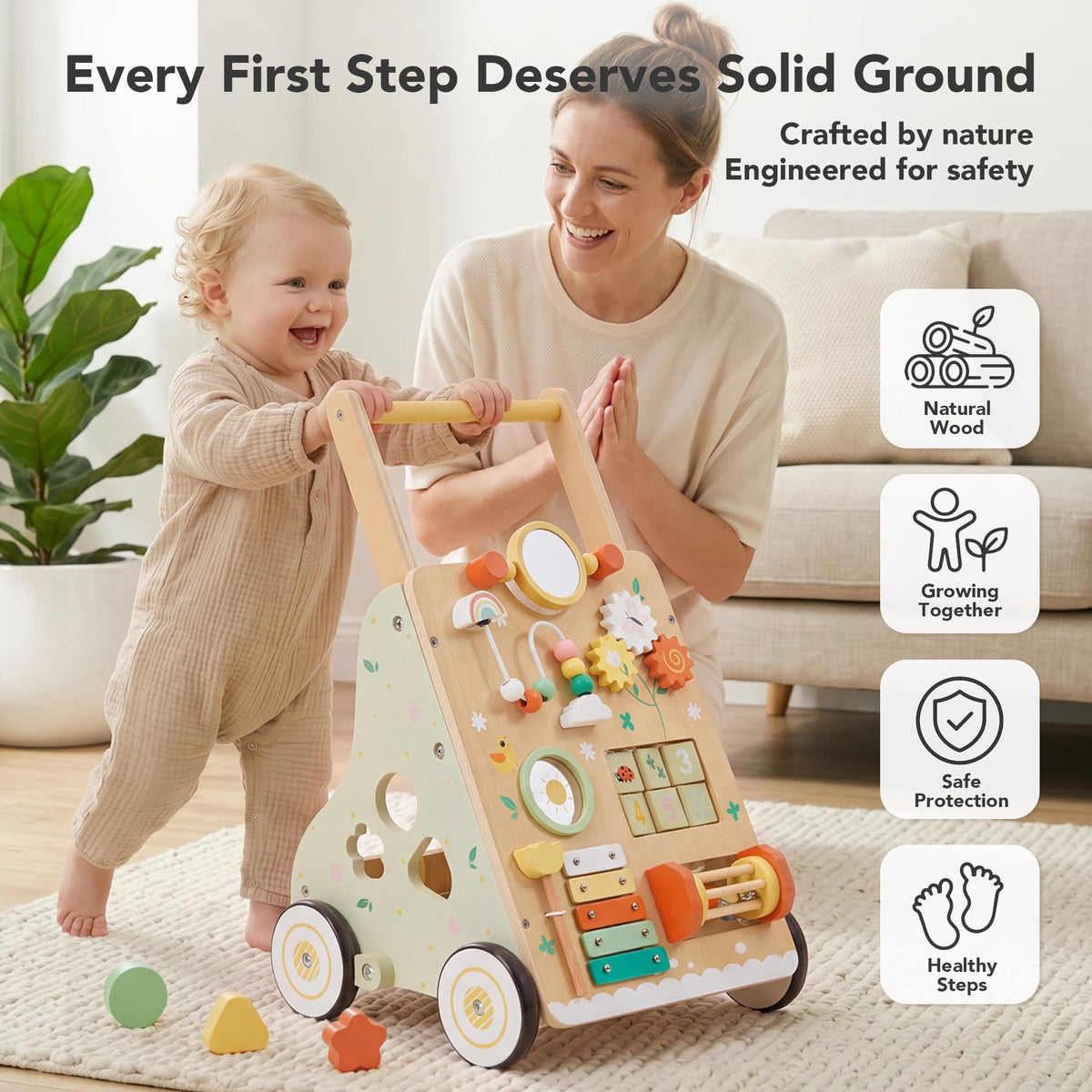 Wooden Montessori Baby Push Walker Learning Toy