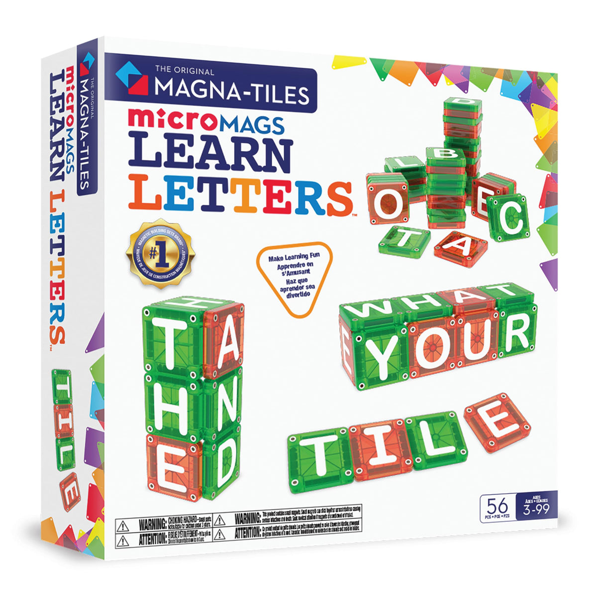 Learn Letters Magnetic Building Tiles Set 56 Pieces