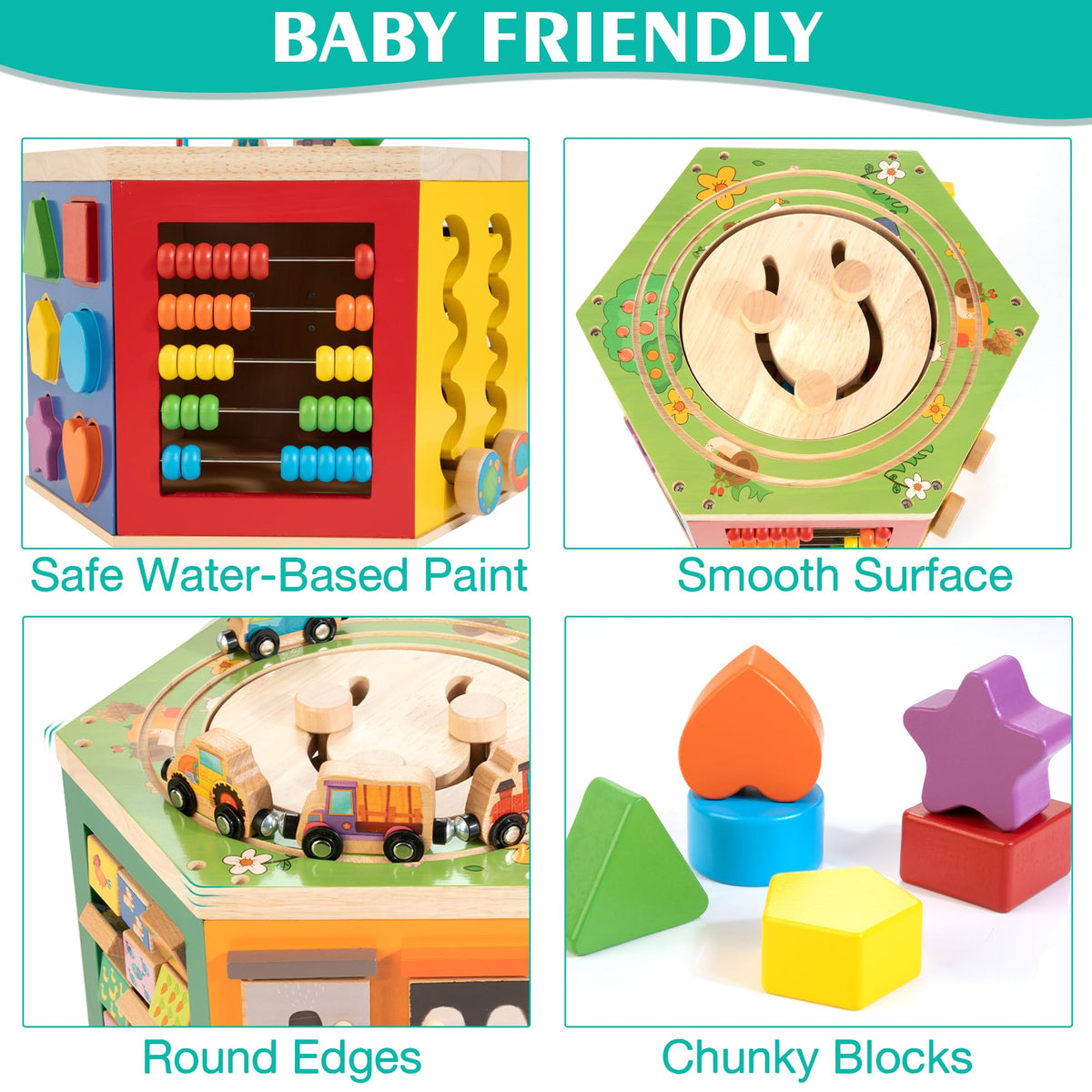 Wooden Activity Cube Learning Toy for Toddlers