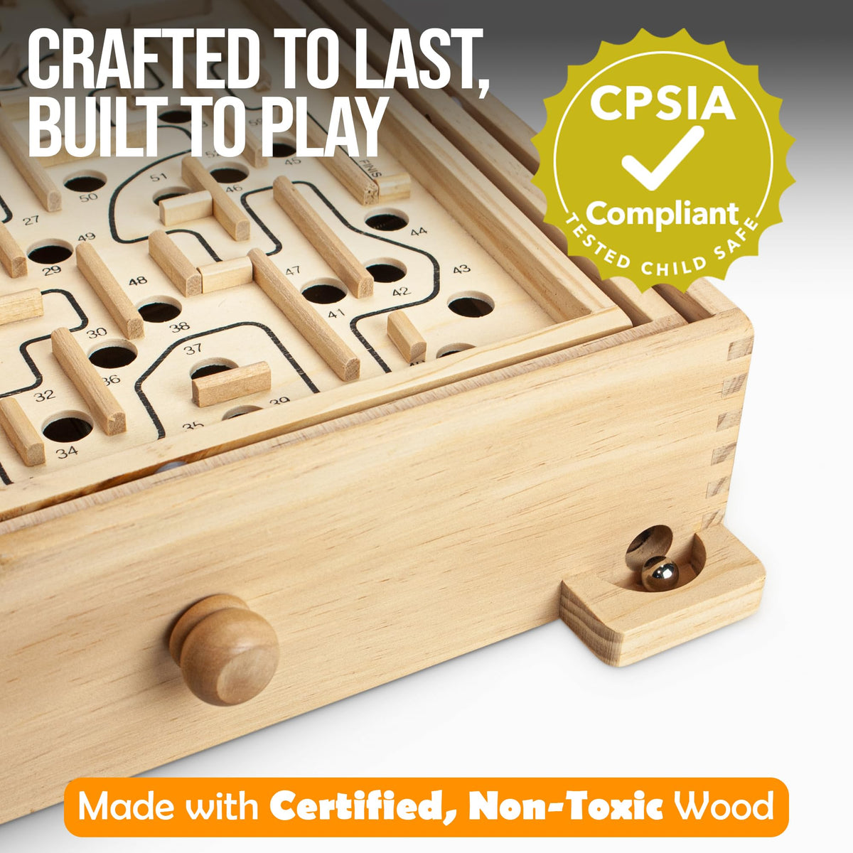 Wooden Labyrinth Maze Puzzle with 3 Swappable Boards
