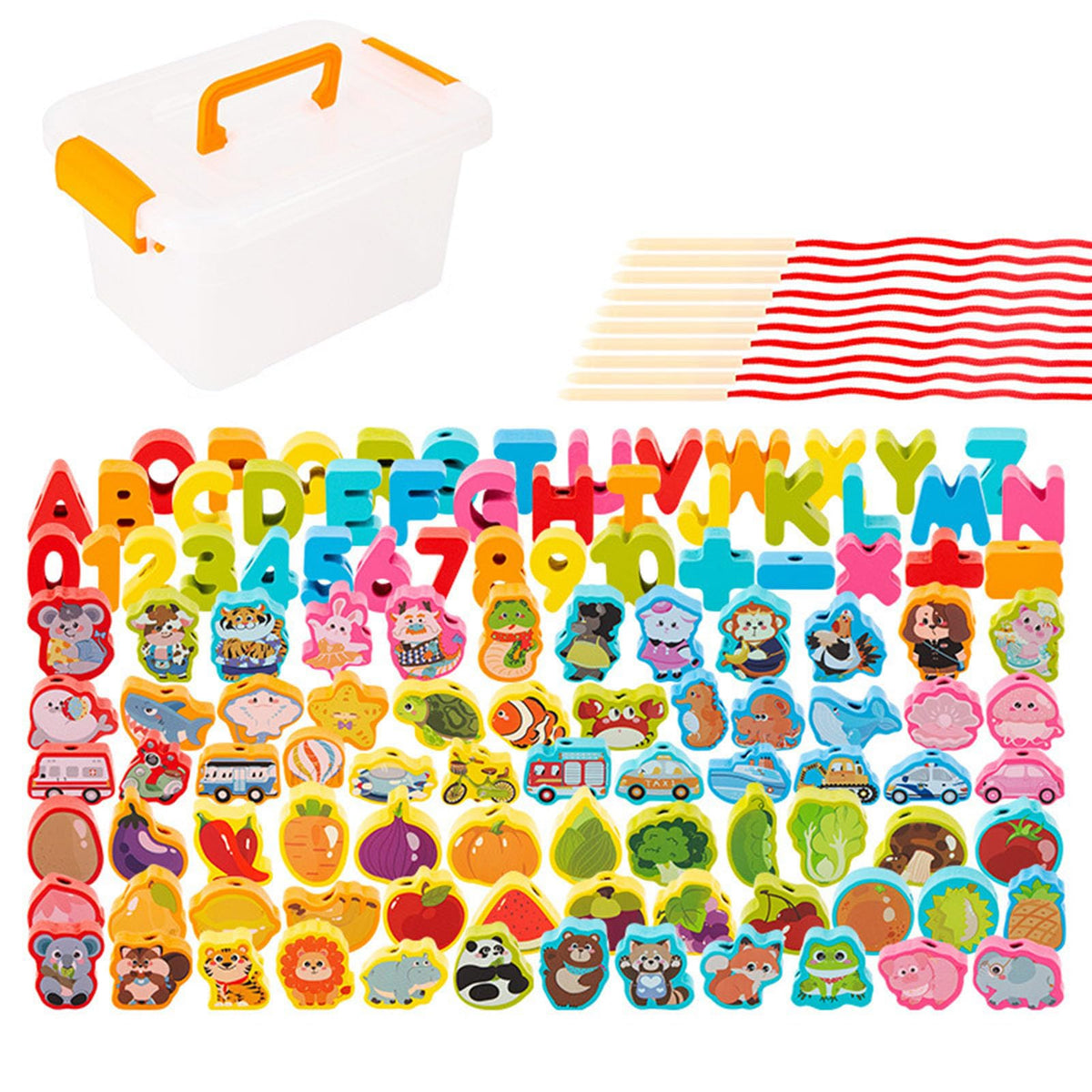 Large Wooden Lacing Beads Threading Set