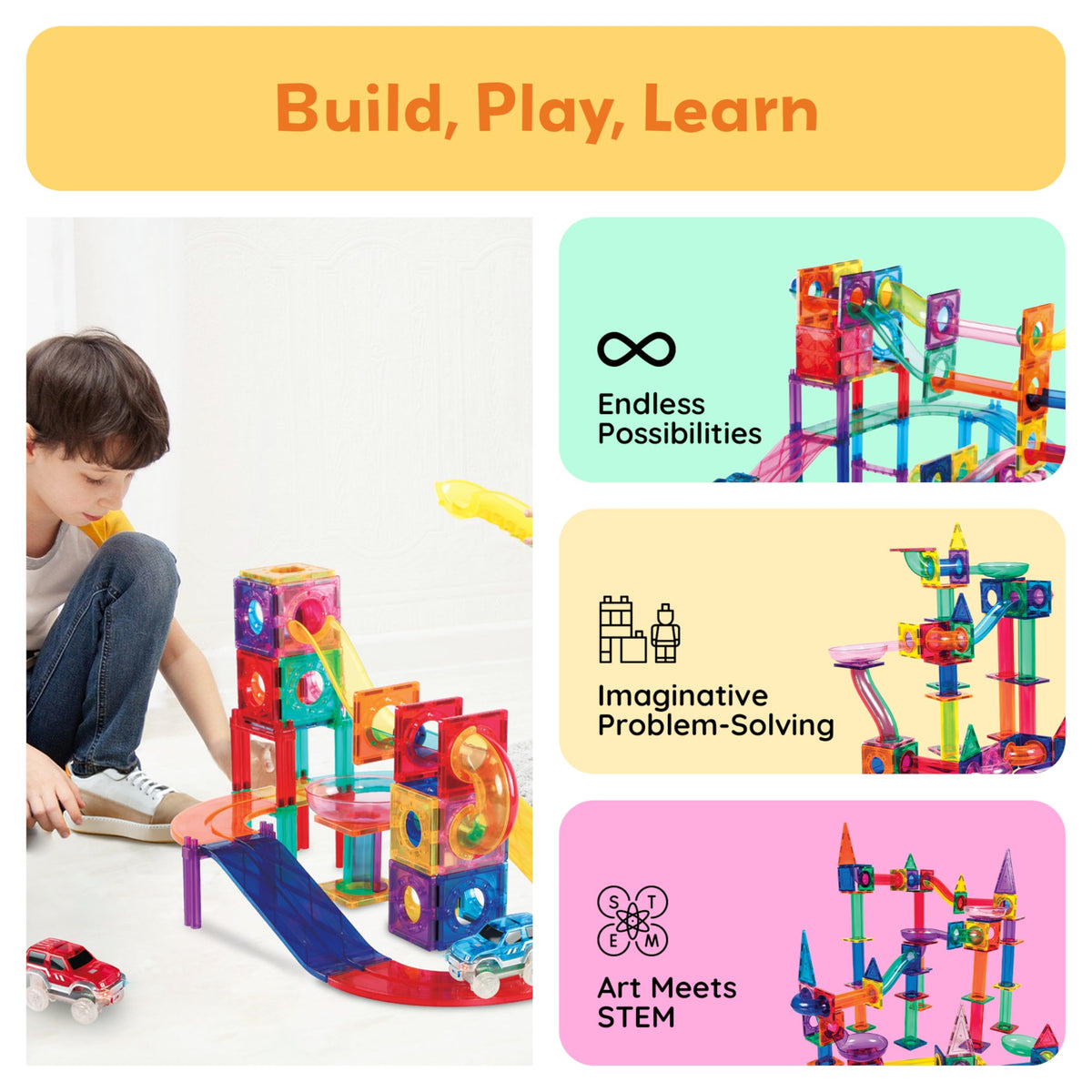 Magnetic Building Tiles Learning Set