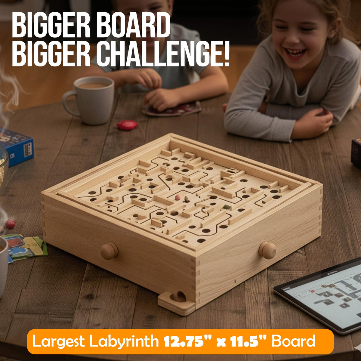 Wooden Labyrinth Maze Puzzle with 3 Swappable Boards