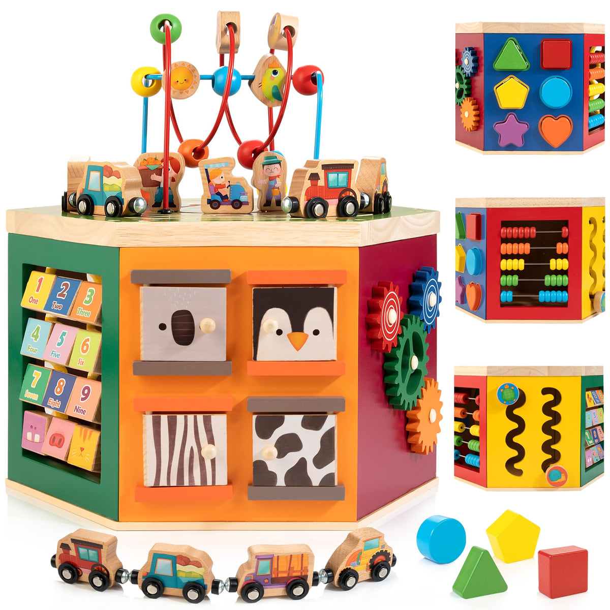 Wooden Activity Cube Learning Toy for Toddlers