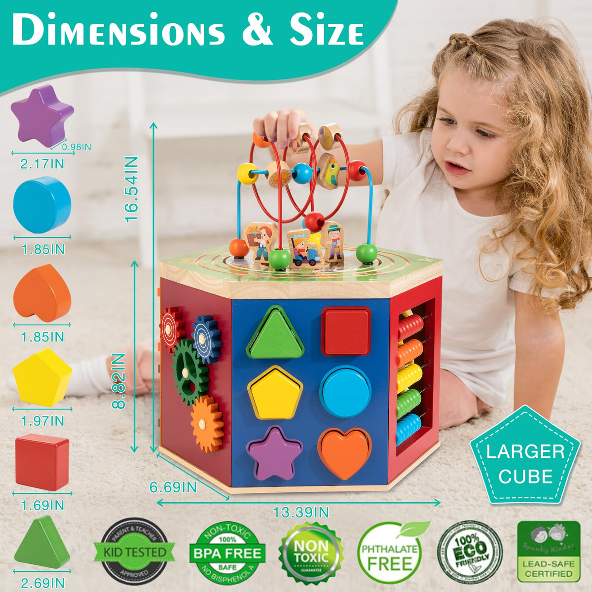 Wooden Activity Cube Learning Toy for Toddlers
