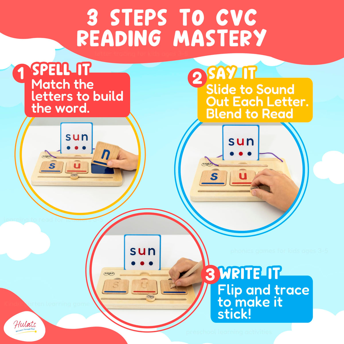 CVC Word Phonics Reading Learning Set for Toddlers