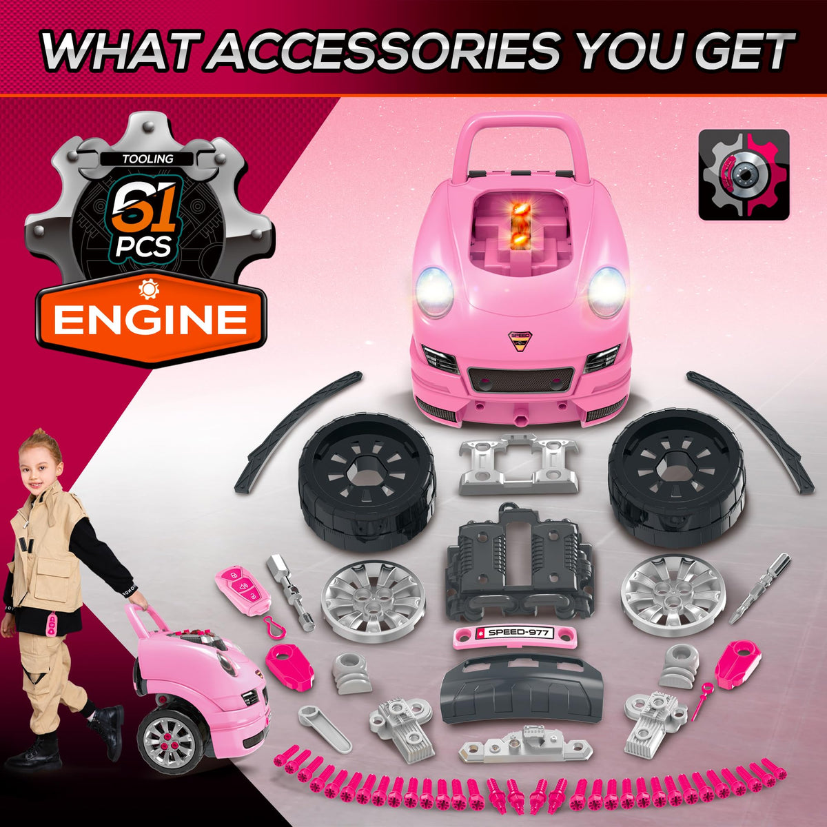 Truck Engine Learning Toy with Lights for Kids Ages 3 Plus