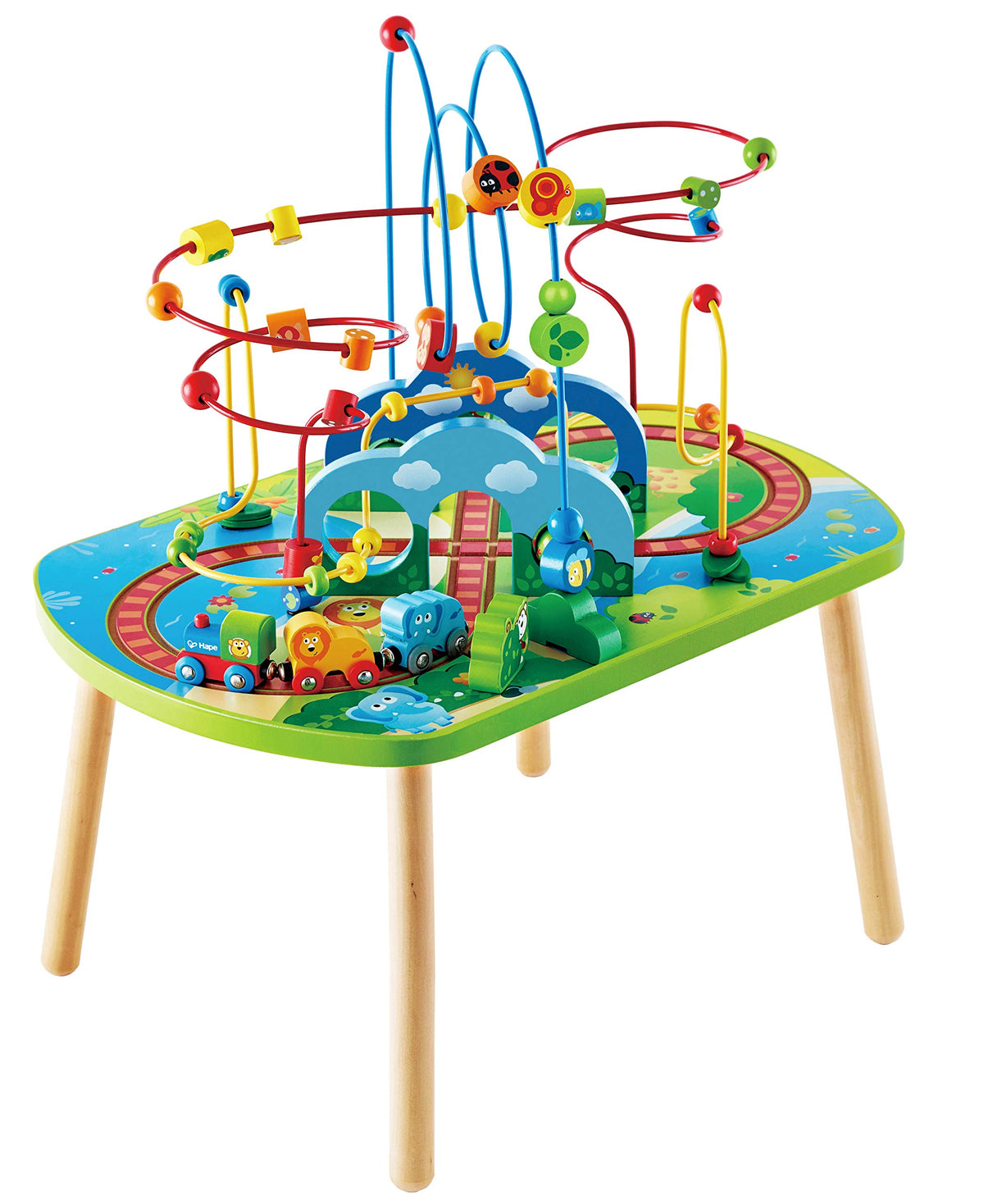 Wooden Jungle Adventure Bead Maze Railway Activity Table
