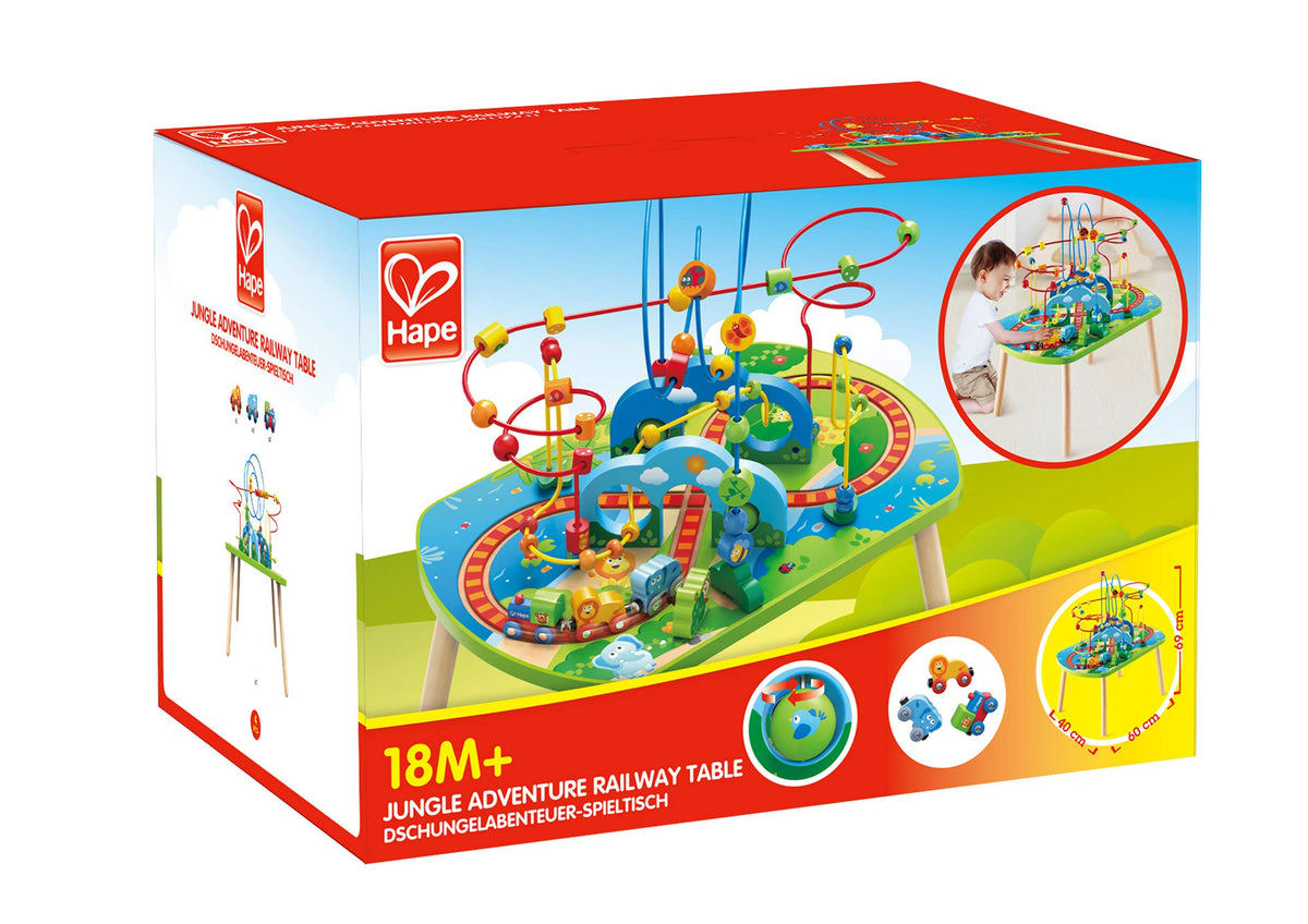 Wooden Jungle Adventure Bead Maze Railway Activity Table