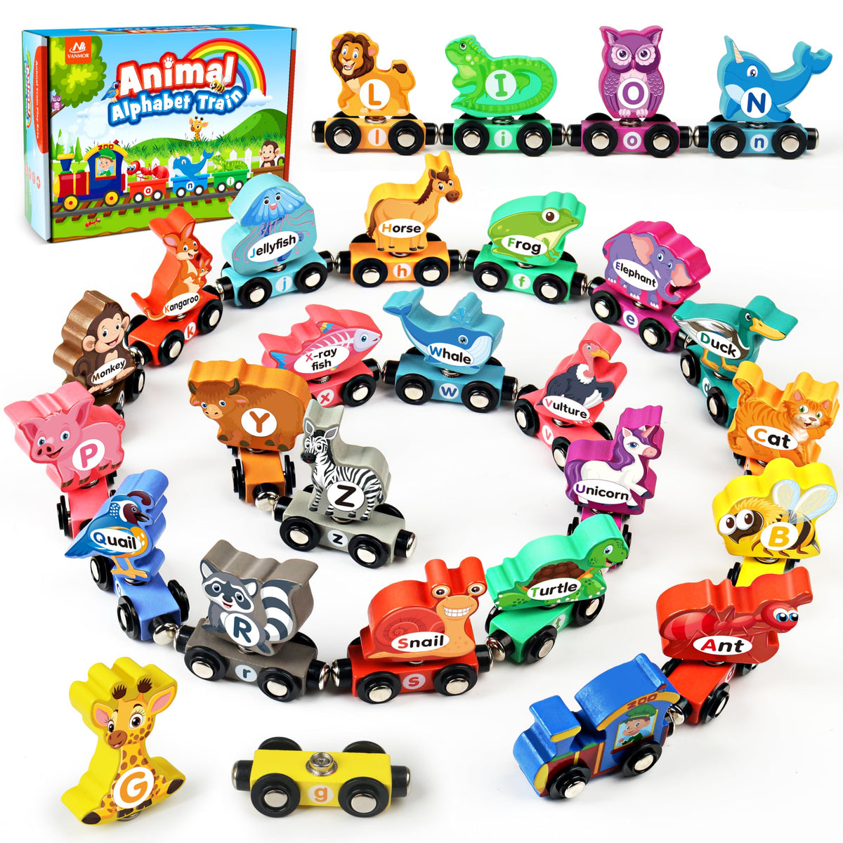 Magnetic Wooden Alphabet Train Letter Learning Set