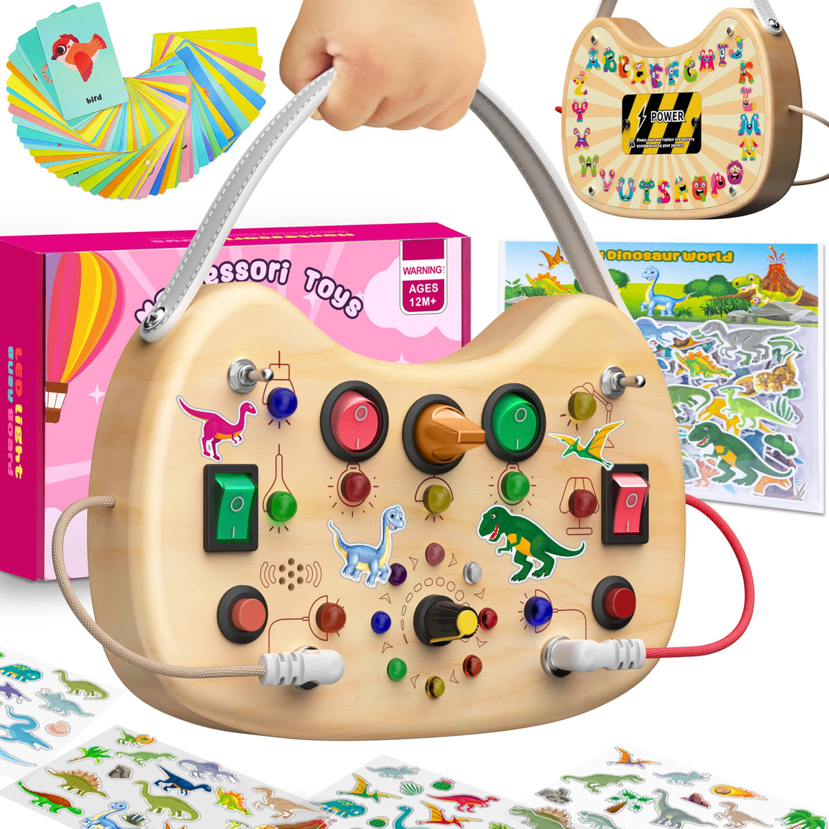 Montessori Busy Board Learning Toy for Toddlers Ages 1 to 3